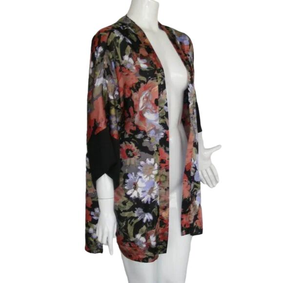 SEE YOU MONDAY Robe, S, Open front, Floral print, Kimono - Picture 2 of 10